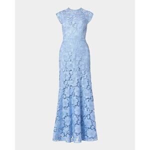 Shoshanna Midnight SZ 12 Raven Blue Cap Sleeve Lace Occasion Formal Gown NEW